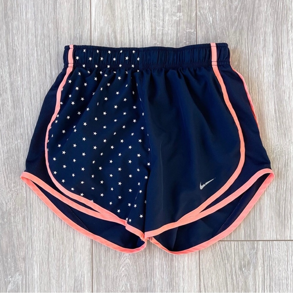 Nike Dri Fit Tempo Running Shorts Navy Stars Coral Pink Lining Extra Small XS